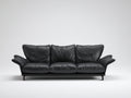 Sofás lineales de cuero sintético 220x95x85 cm negro diseño moderno para salón