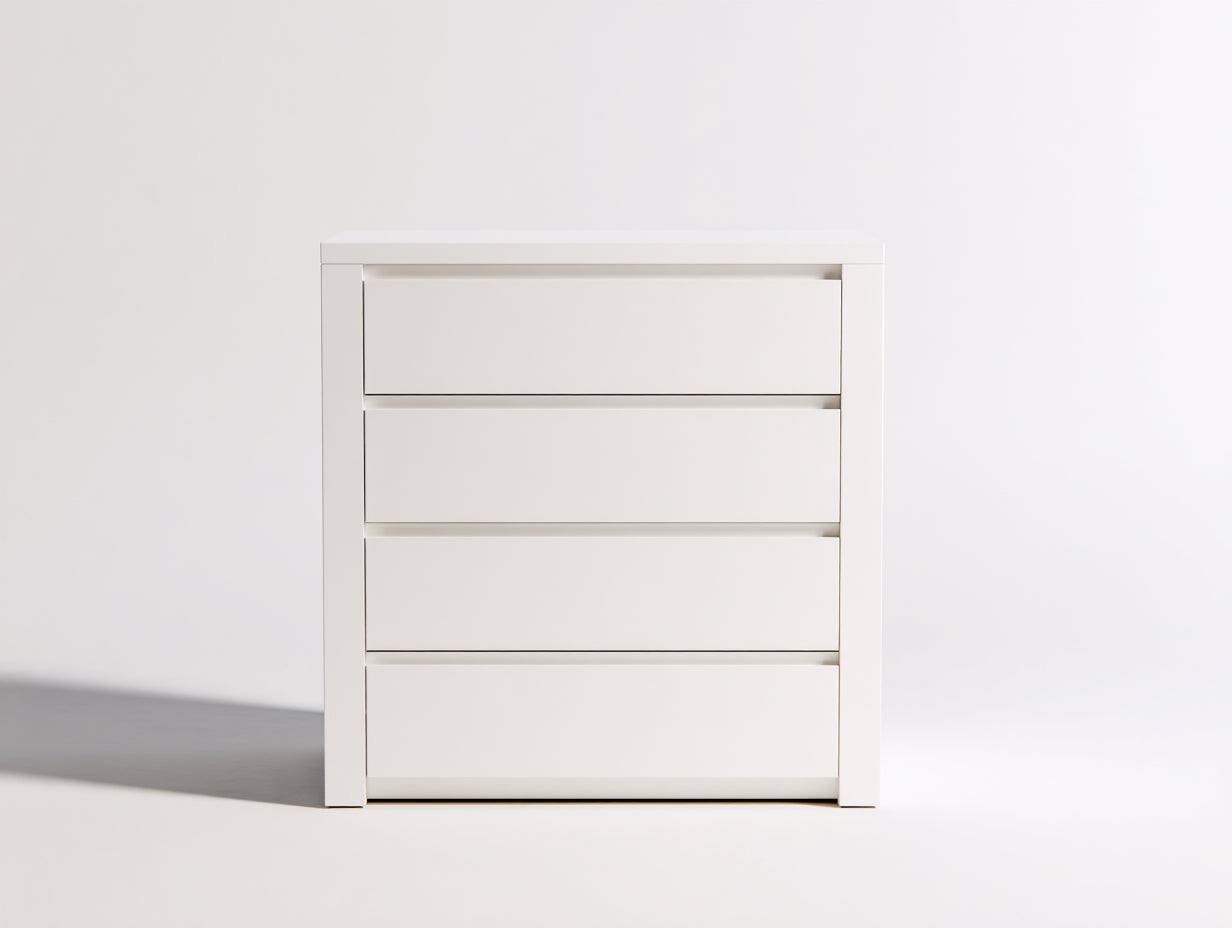Cómodas de 4 cajones 78 x 40 x 90 cm - Blanco - Diseño moderno con marco exterior