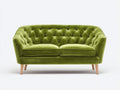 Sofás lineales de terciopelo verde 170 x 85 x 82 cm - sofá de 2 plazas con capitoné y patas de madera