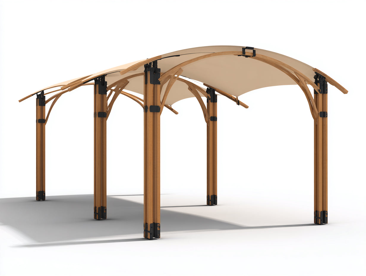 Pérgola de jardín de madera 400x300x250 cm marrón con cubierta resistente diseño moderno para exterior