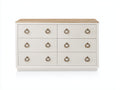 Cómodas de madera 120x40x80 cm - blanco y madera natural - diseño moderno con seis cajones para dormitorio