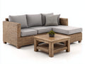 Sofás de exterior de ratán 235 x 165 x 85 cm - Marrón natural y gris claro - Diseño modular con chaise longue y mesa de centro
