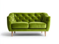 Sofás lineales de terciopelo 180 x 88 x 84 cm - Verde lima - Diseño capitoné con reposabrazos curvos y patas de madera