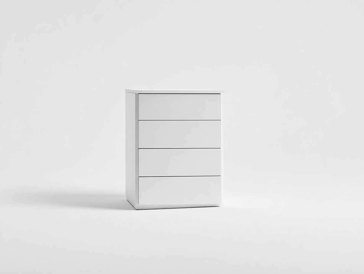 Cómodas de dormitorio de madera 80x40x90 cm blanca con 4 cajones diseño moderno