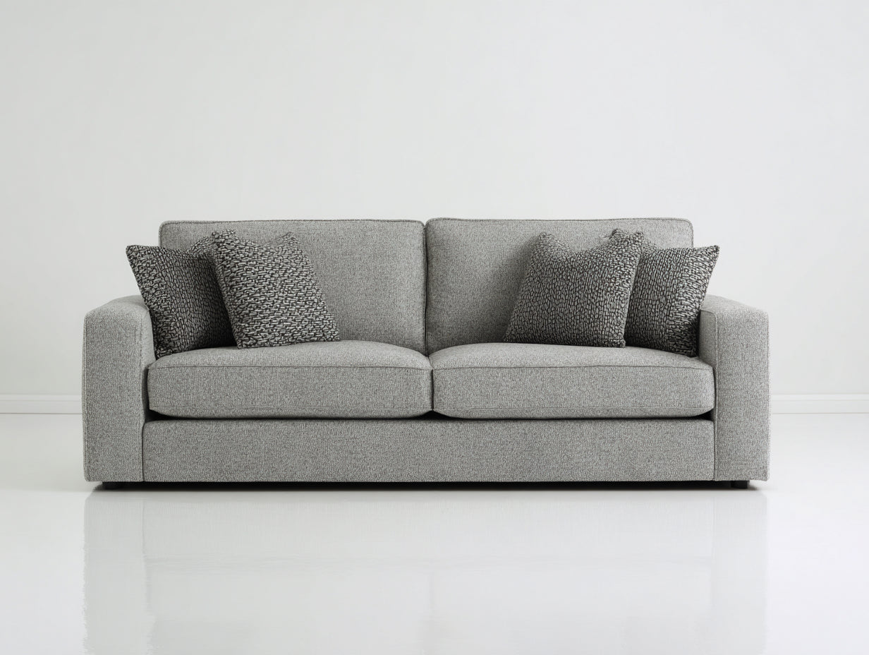 Sofás lineales de tela 205 x 92 x 86 cm - Gris claro - Diseño moderno con asiento amplio y reposabrazos rectos
