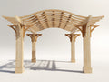 Pérgola de jardín de madera 300 x 300 x 250 cm - Madera natural - Techo curvo de lamas abiertas