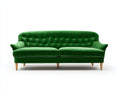 Sofás lineales de terciopelo verde 230 x 90 x 85 cm - sofá de 3 plazas con respaldo capitoné y patas de madera