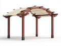 Pérgola de jardín de madera 300 x 300 x 255 cm - Marrón rojizo y beige - Cubierta textil arqueada para exterior