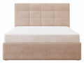 Camas dobles tapizada de tela 200x180x120 cm beige diseño moderno con cabecero acolchado para dormitorio