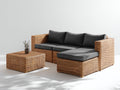 Sofás de exterior de ratán sintético 260 x 170 x 75 cm - Marrón y gris oscuro - Diseño esquinero con mesa de centro