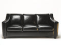 Sofás lineales de cuero sintético 220x85x85 cm - negro - diseño moderno de tres plazas