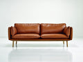 Sofás lineales de cuero sintético 240x95x85 cm marrón diseño moderno para salón