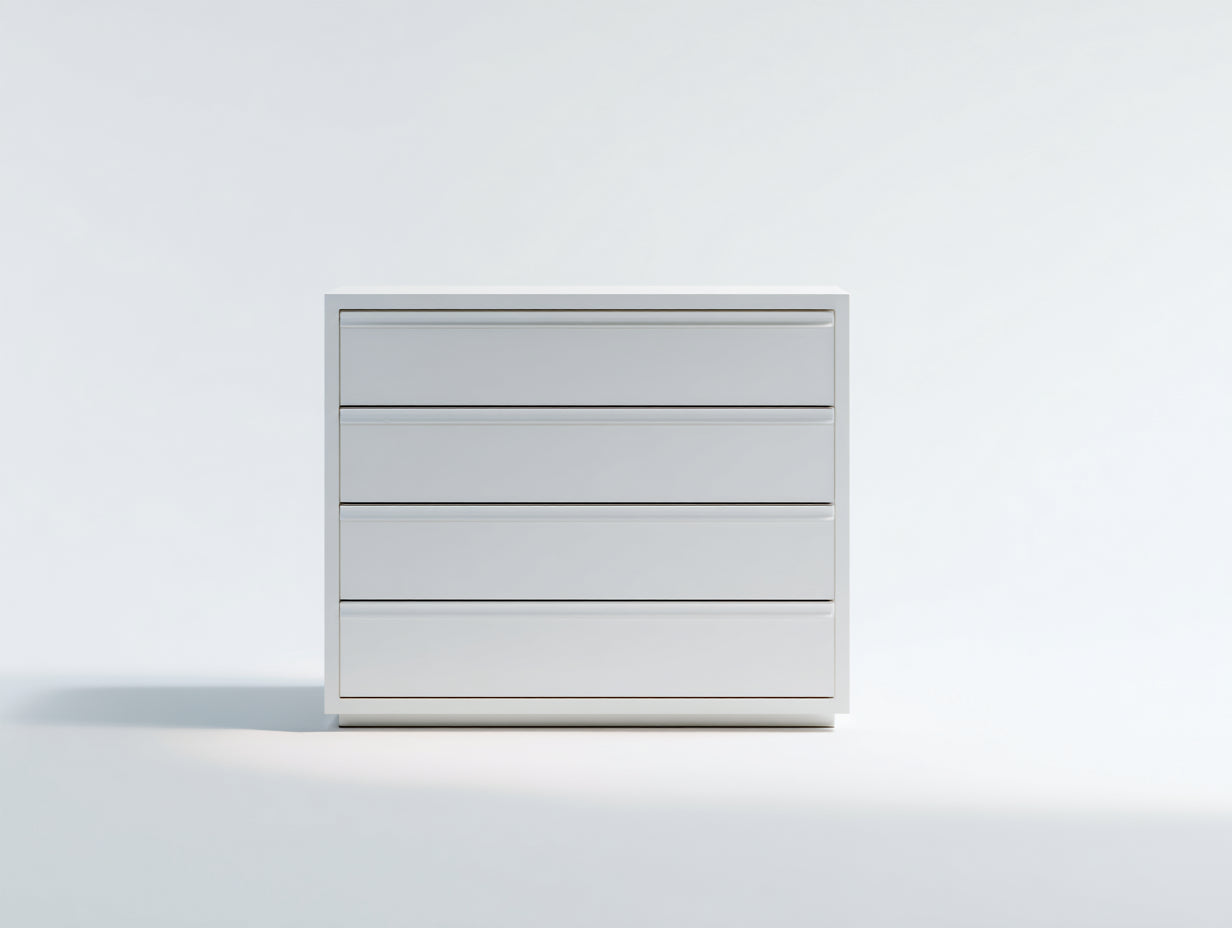 Cómodas de madera 86 x 42 x 91 cm - Blanco - 4 cajones con tiradores integrados