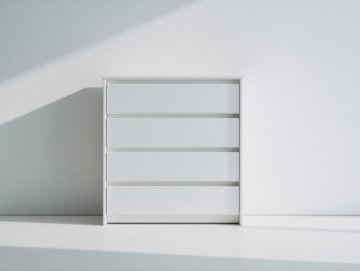 Cómodas blanca con 4 cajones 80 x 40 x 100 cm - cómoda moderna de almacenamiento para dormitorio