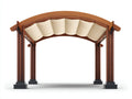 Pérgola de jardín de madera 300 x 300 x 260 cm - Marrón rojizo y beige - Techo arqueado con cubierta textil retráctil