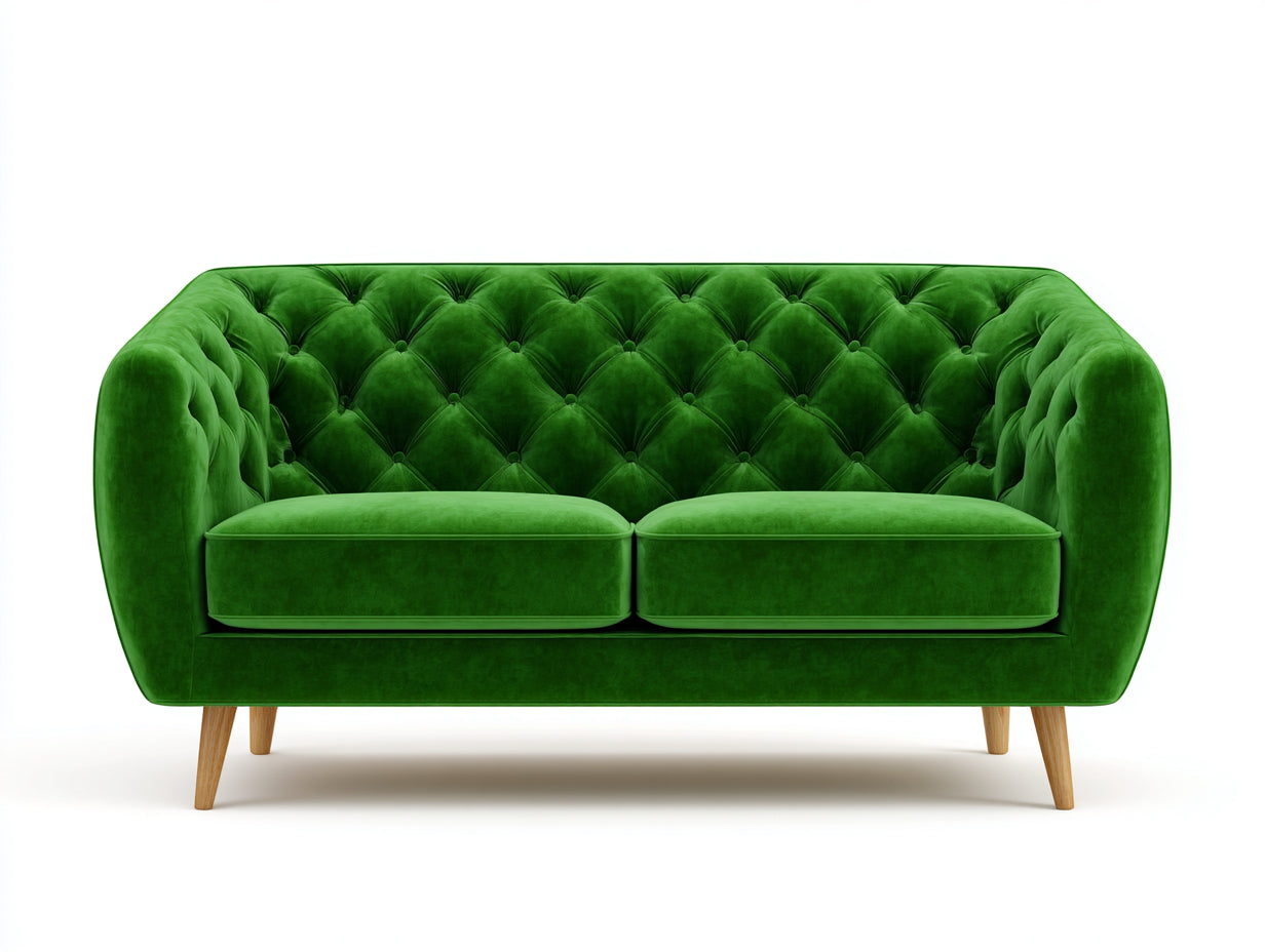 Sofás lineales de terciopelo 210x85x78 cm - verde - diseño clásico de dos plazas con respaldo capitoné