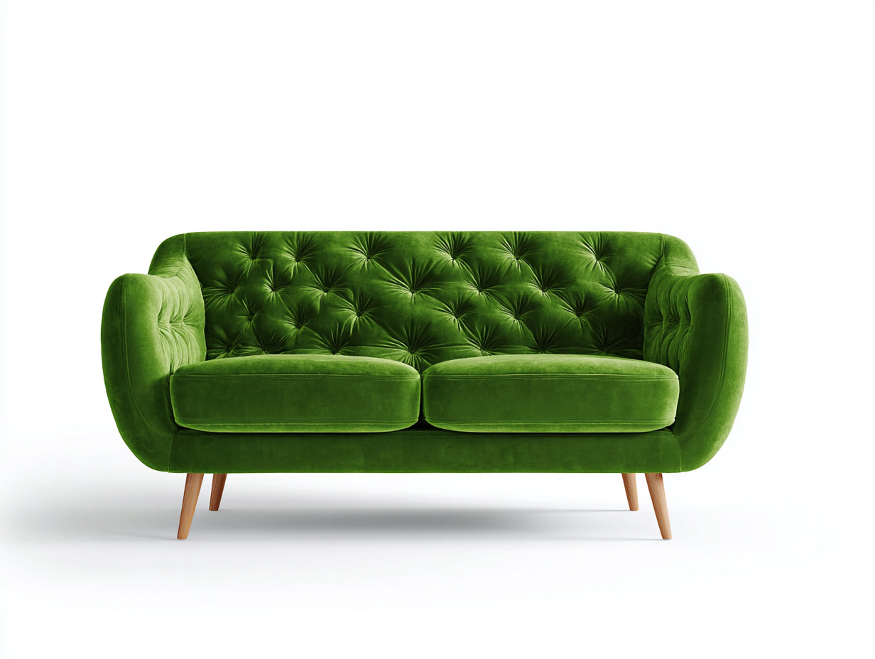 Sofás lineales de terciopelo 210x90x82 cm - Verde - Diseño moderno capitoné