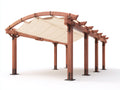 Pérgola de jardín de madera con lona beige 400 x 300 x 250 cm - estructura exterior para terraza y jardín