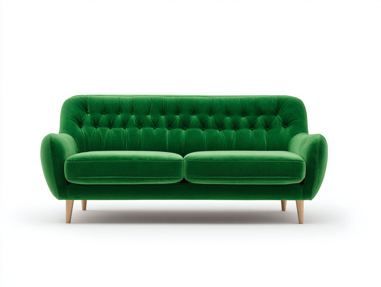 Sofás lineales de terciopelo 220x90x85 cm verde diseño moderno para salón